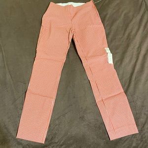 Red/pink plaid High rise skinny ankle pants